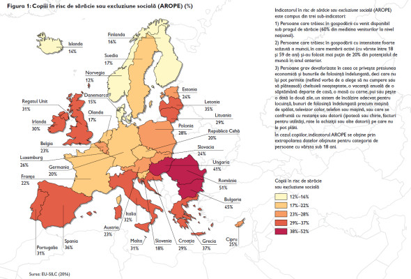 Harta EU copii in risc de saracie