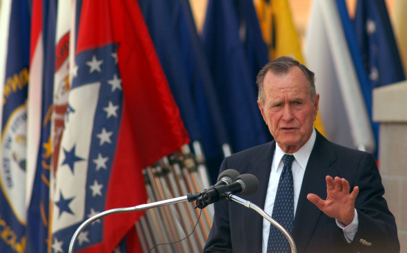 Former President George H. W. Bush Attends Building Dedication At Fort Bragg