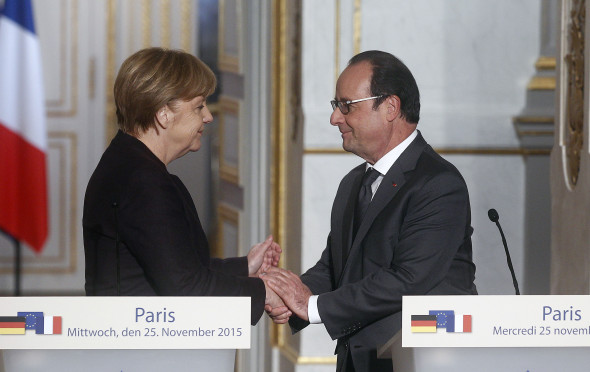 French President Francois Hollande Receives German Federal Chancellor Angela Merkel At Elysee Palace