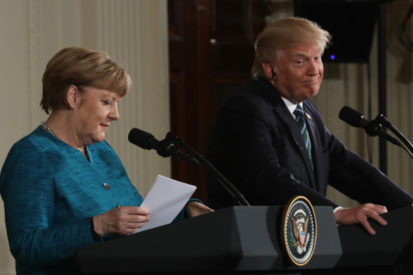 Donald Trump Holds Joint Press Conference With German Chancellor Angela Merkel