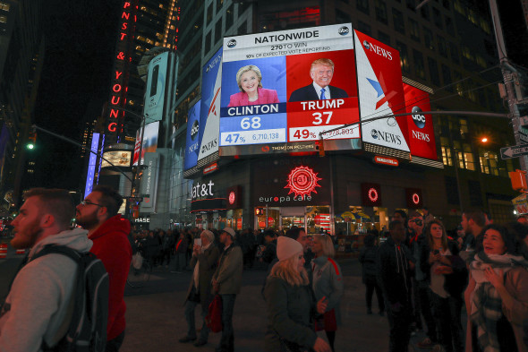 Crowds Gather In New York To Watch Election Results From Across The Country