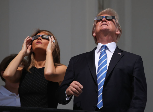 President Trump Views The Eclipse From The White House