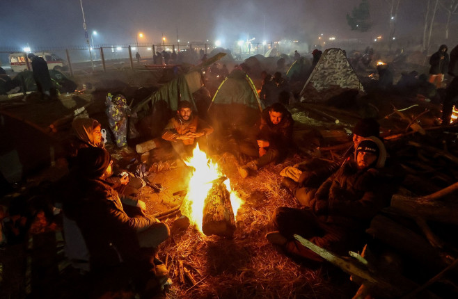 Migrants on Belarusian-Polish border