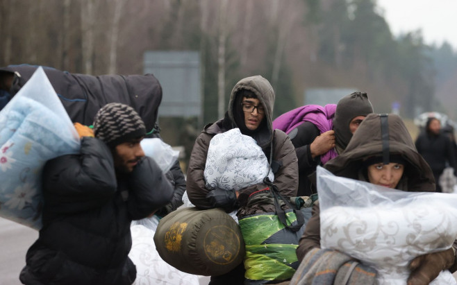 Migrants on Belarusian-Polish border