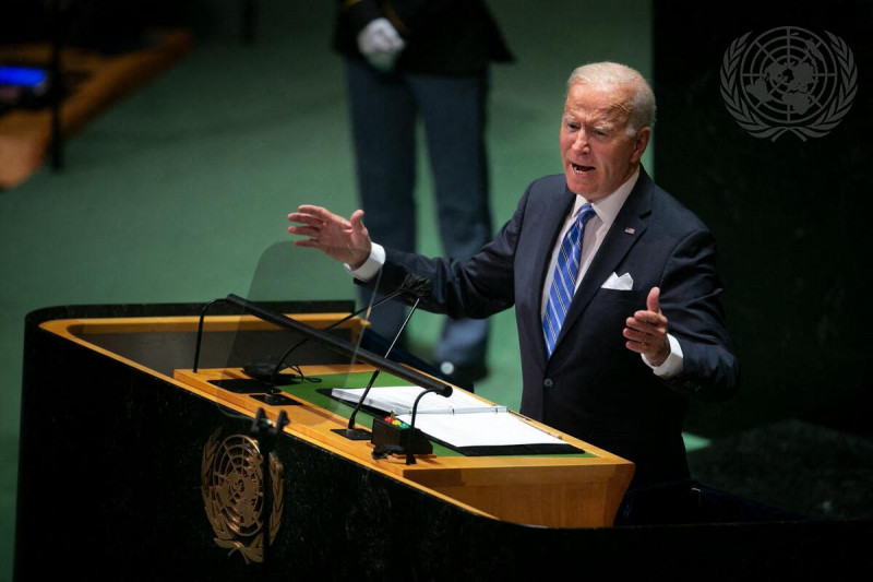 Joe Biden se adresează de la pupitru Adunării Generale a ONU