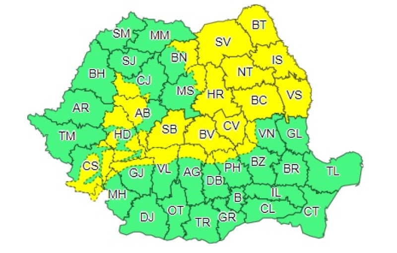 harta cod galben meteo