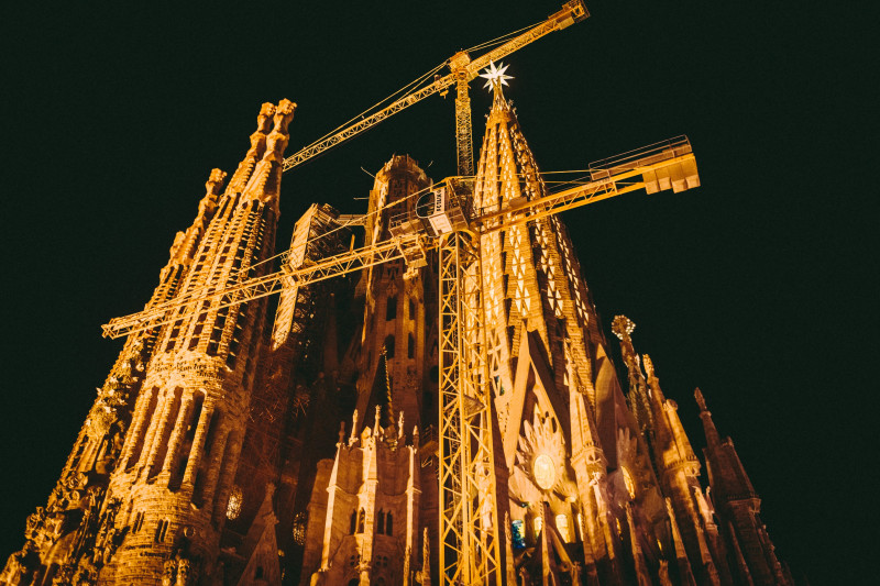 Sagrada Familia - Star of Virgin Mary's Spire Illuminated