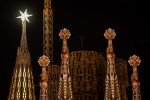 Sagrada Familia Lights Up New Cristal Star Light Barcelona Spain