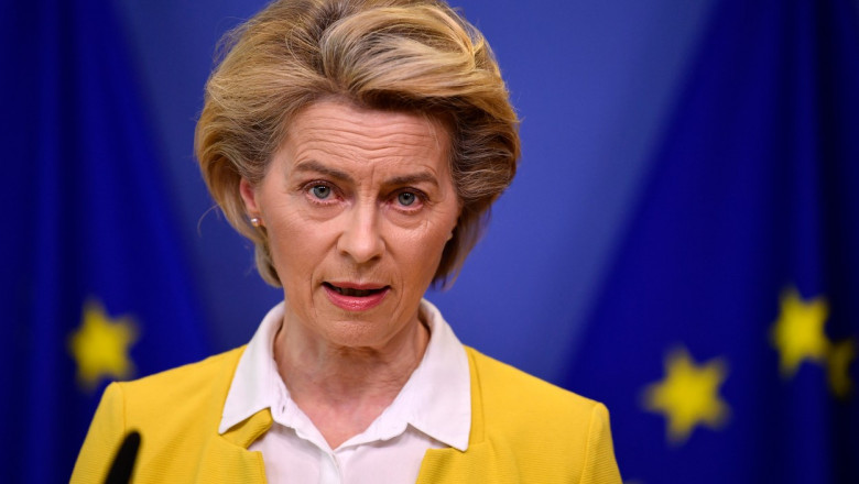 Ursula von der Leyen face declarații.