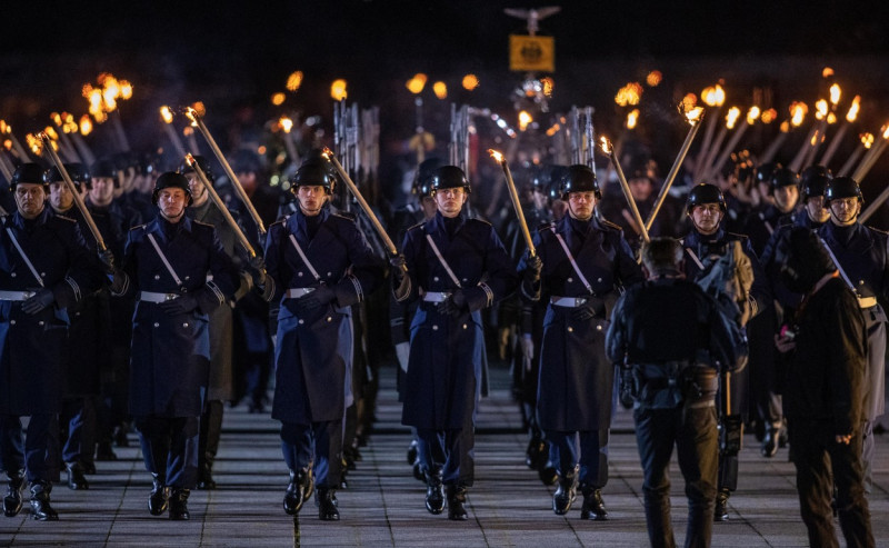 Military grand tattoo in honor of acting German Chancellor Angela Merkel, Berlin, Germany - 02 Dec 2021