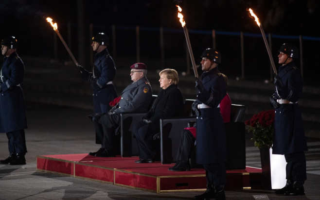 Military grand tattoo in honor of acting German Chancellor Angela Merkel, Berlin, Germany - 02 Dec 2021