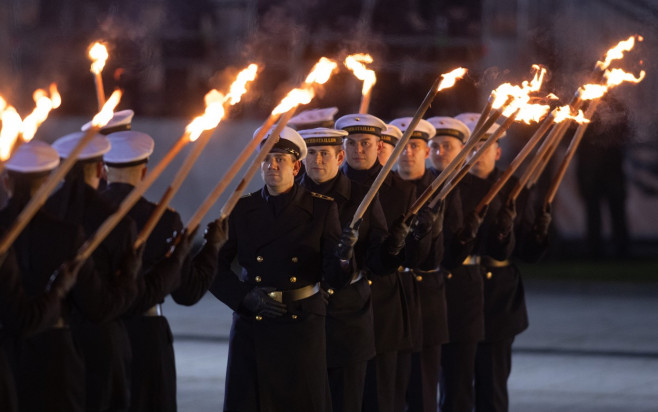 Military grand tattoo in honor of acting German Chancellor Angela Merkel, Berlin, Germany - 02 Dec 2021