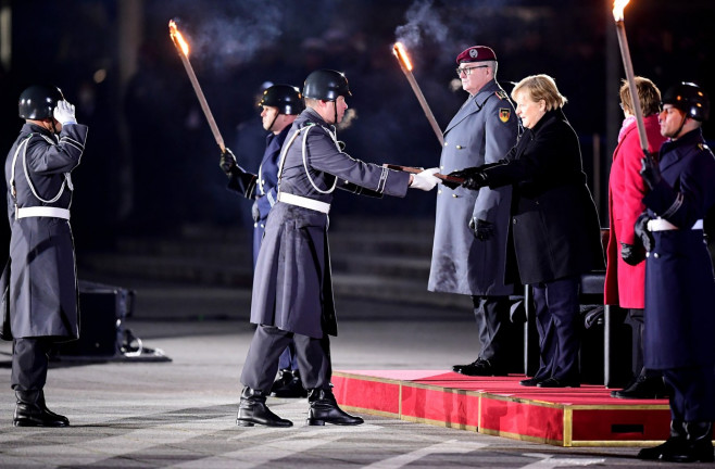Military grand tattoo in honor of acting German Chancellor Angela Merkel, Berlin, Germany - 02 Dec 2021