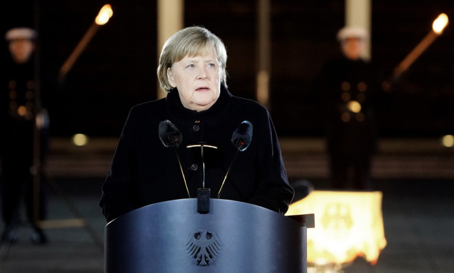 Military grand tattoo in honor of acting German Chancellor Angela Merkel, Berlin, Germany - 02 Dec 2021