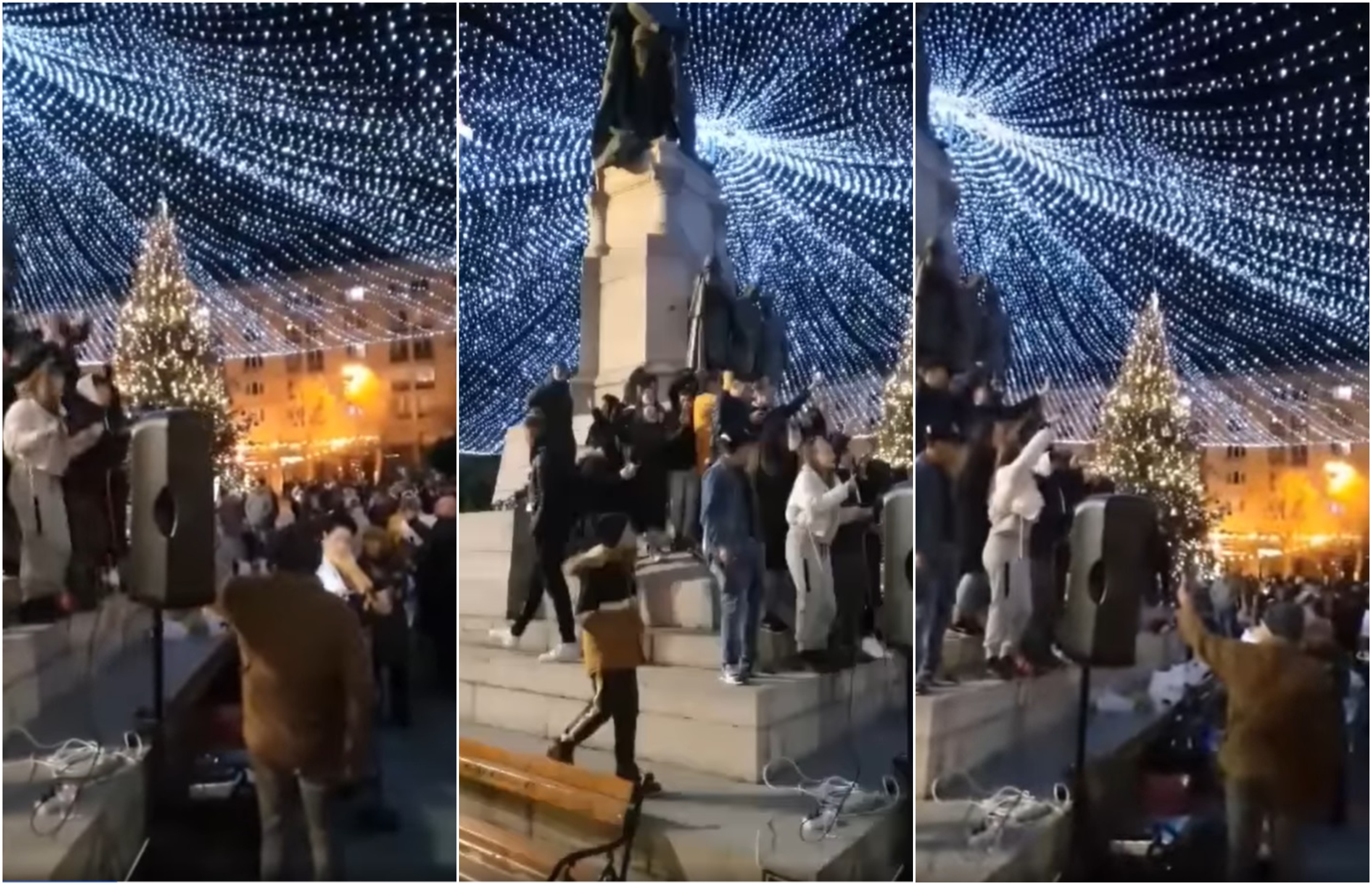 VIDEO Petrecere cu manele de Ziua Națională, pe soclul statuii lui Alexandru Ioan Cuza de la Iași. Polițiștii au deschis dosar penal