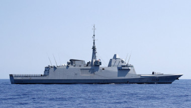 French anti-submarine frigate FREMM Auvergne during an exercise