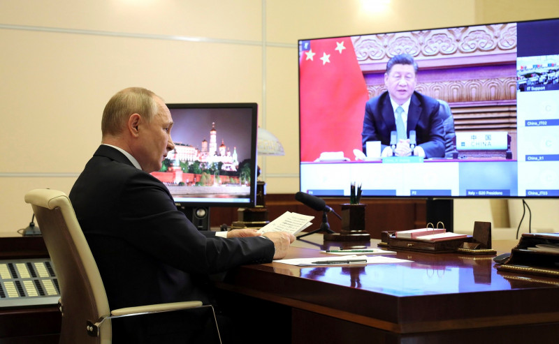 Russian President Putin Attends G20 Summit Via Video Link