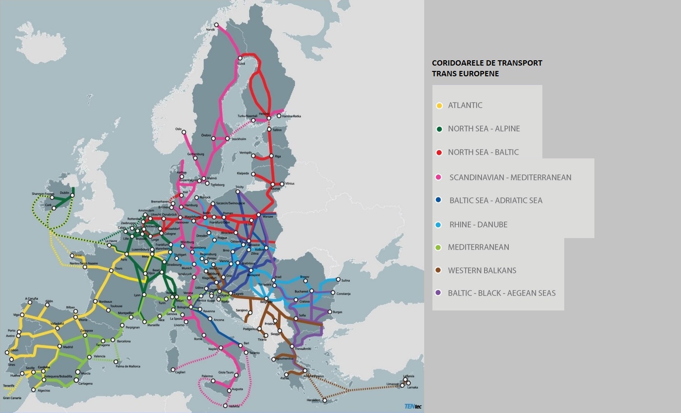 HARTĂ. Cum arată viitoarea rețea de transporturi care va traversa Europa. România face parte din două coridoare transeuropene