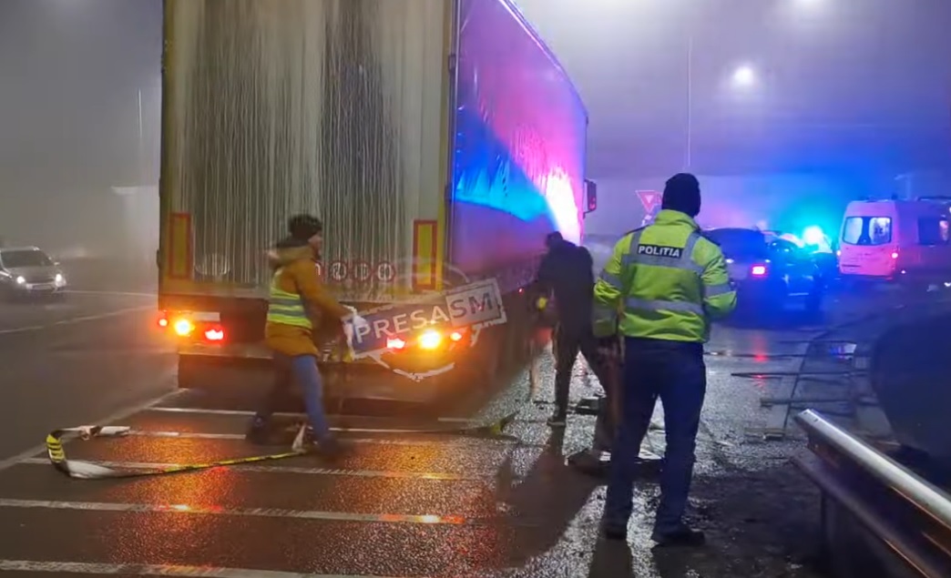 Un șofer italian urmărit zeci de kilometri, în Satu Mare, a putut fi oprit de poliție doar după ce drumul i-a fost barat cu un TIR