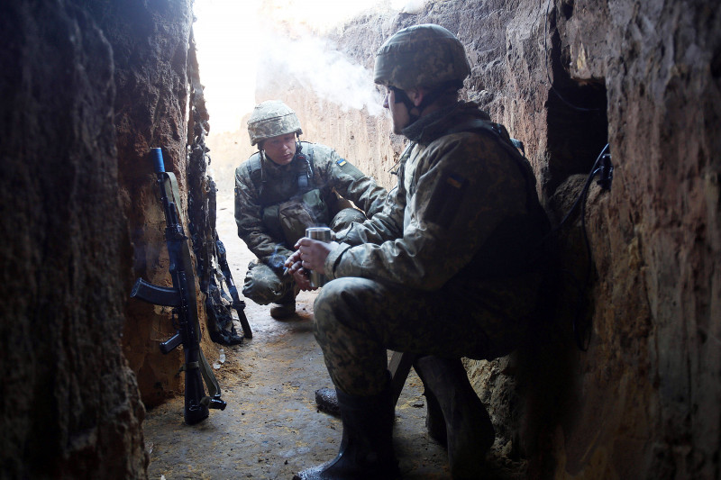 War in Ukraine - front-line positions of Ukrainian military in Donbass