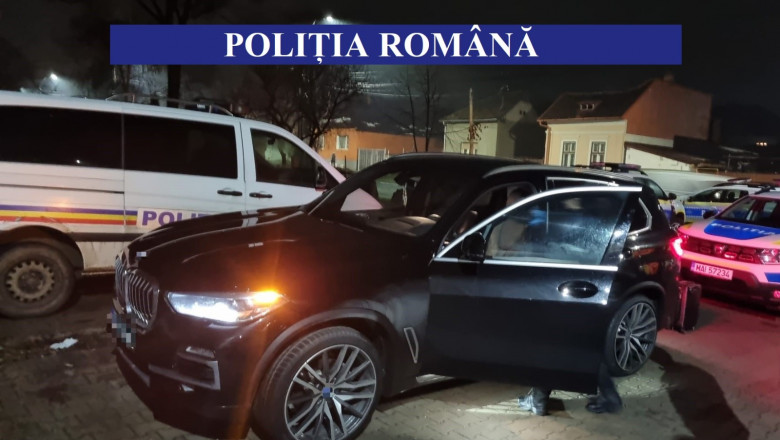 Un SUV BMW confiscat de polițiști.