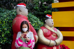 Christmas installations in Hong Kong, China - 24 Dec 2021