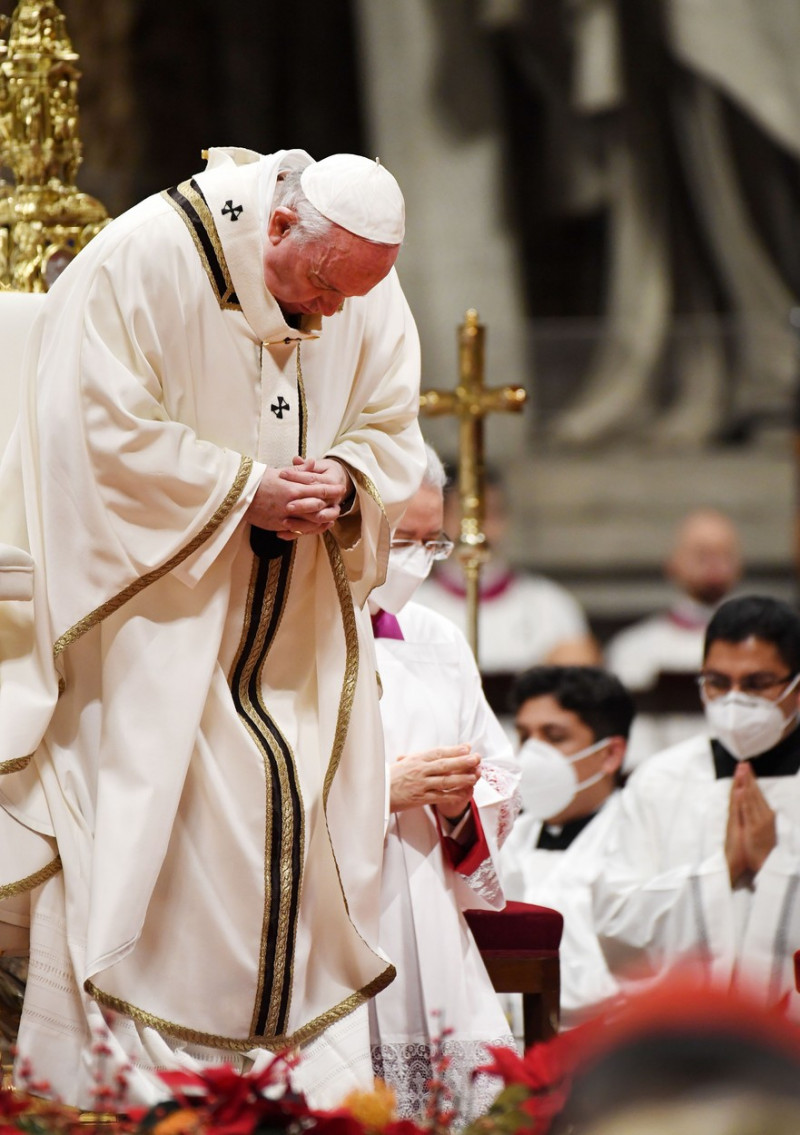 Pope Francis Celebrates Christmas Eve Mass at the Vatican, Vatican City - 24 Dec 2021