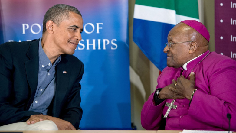 Barack Obama și Demond Tutu în 2013.