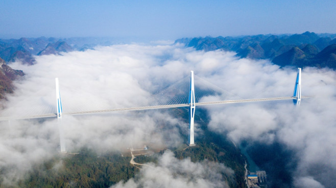 (FOCUS)CHINA GUIZHOU BRIDGES AERIAL VIEW (CN)