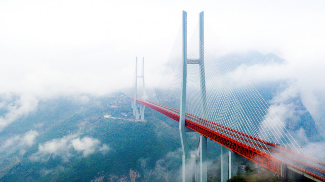 (FOCUS)CHINA GUIZHOU BRIDGES AERIAL VIEW (CN)