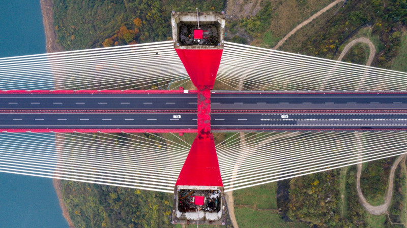 (FOCUS)CHINA GUIZHOU BRIDGES AERIAL VIEW (CN)