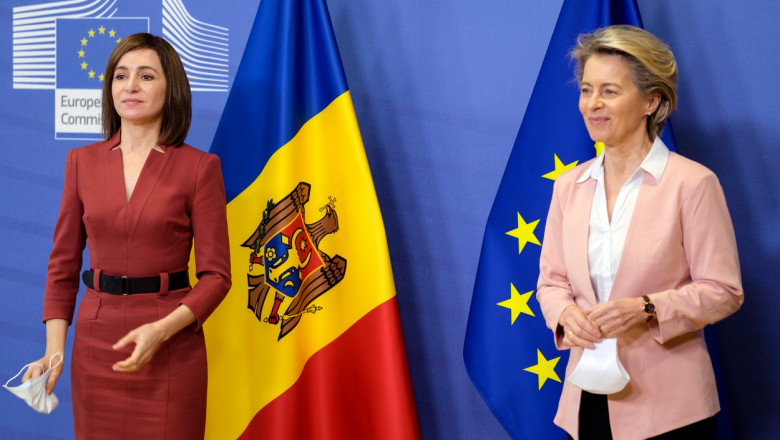 Președinta CE, Ursula von der Leyen, alături de Maia Sandu, președinta Republicii Moldova
