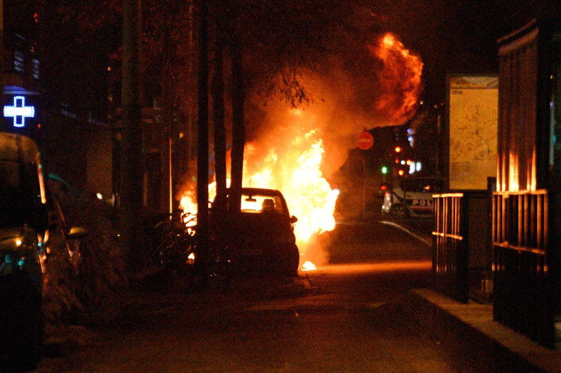 Cars burned in Strasbourg - France