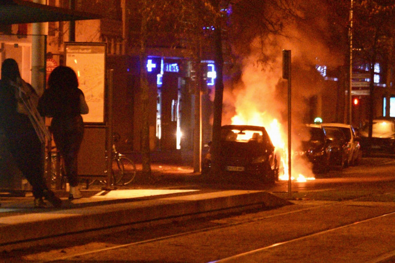 Cars burned in Strasbourg - France