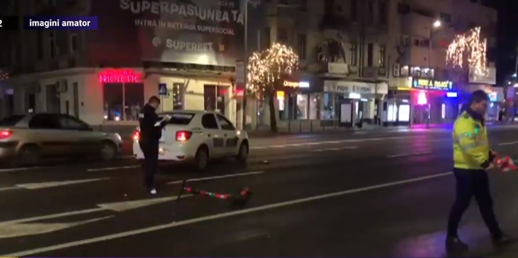 Tânăr pe trotinetă lovit de o mașină, noaptea, în Capitală. Victima ar fi tăiat două benzi de circulație