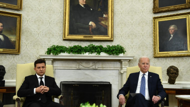 Joe Biden și Volodimir Zelenski în timpul unei întâlniri din septembrie 2021.