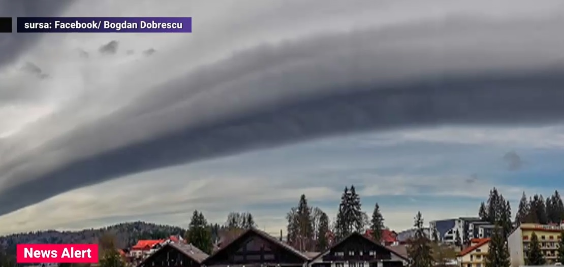 Nor spectaculos observat pe Valea Prahovei. Expert climatolog: E mai puțin obișnuit ca un nor „shelf” să se formeze iarna