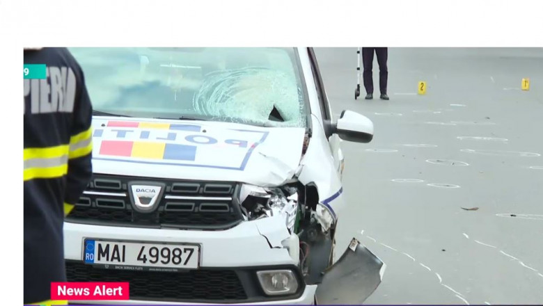 masina politistului care a provocat accidentul