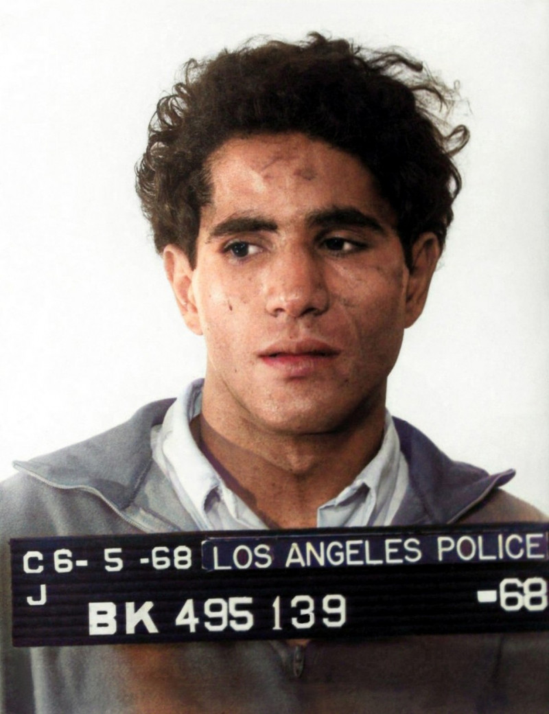 1968 , 5 june , Los Angeles , USA : The Palestinian born Jordanian citizen SIRHAN SIRHAN ( Sirhan Bishara Sirhan , born in 1944 ), Los Angeles Police Department mug shot, the killer who murdered the Senator ROBERT KENNEDY the day June 5, 1968 . Unknown ph