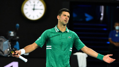 Novak Djokovic la turneul Australian Open din 2021.
