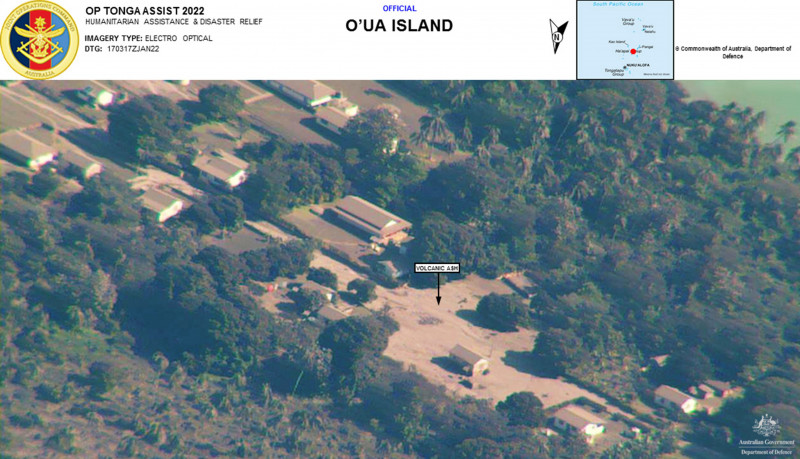 Aerial Views of the Damage Caused by Underwater Volcanic Eruption in Tonga