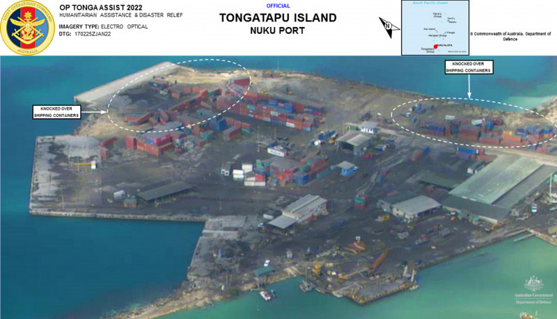 Aerial Views of the Damage Caused by Underwater Volcanic Eruption in Tonga