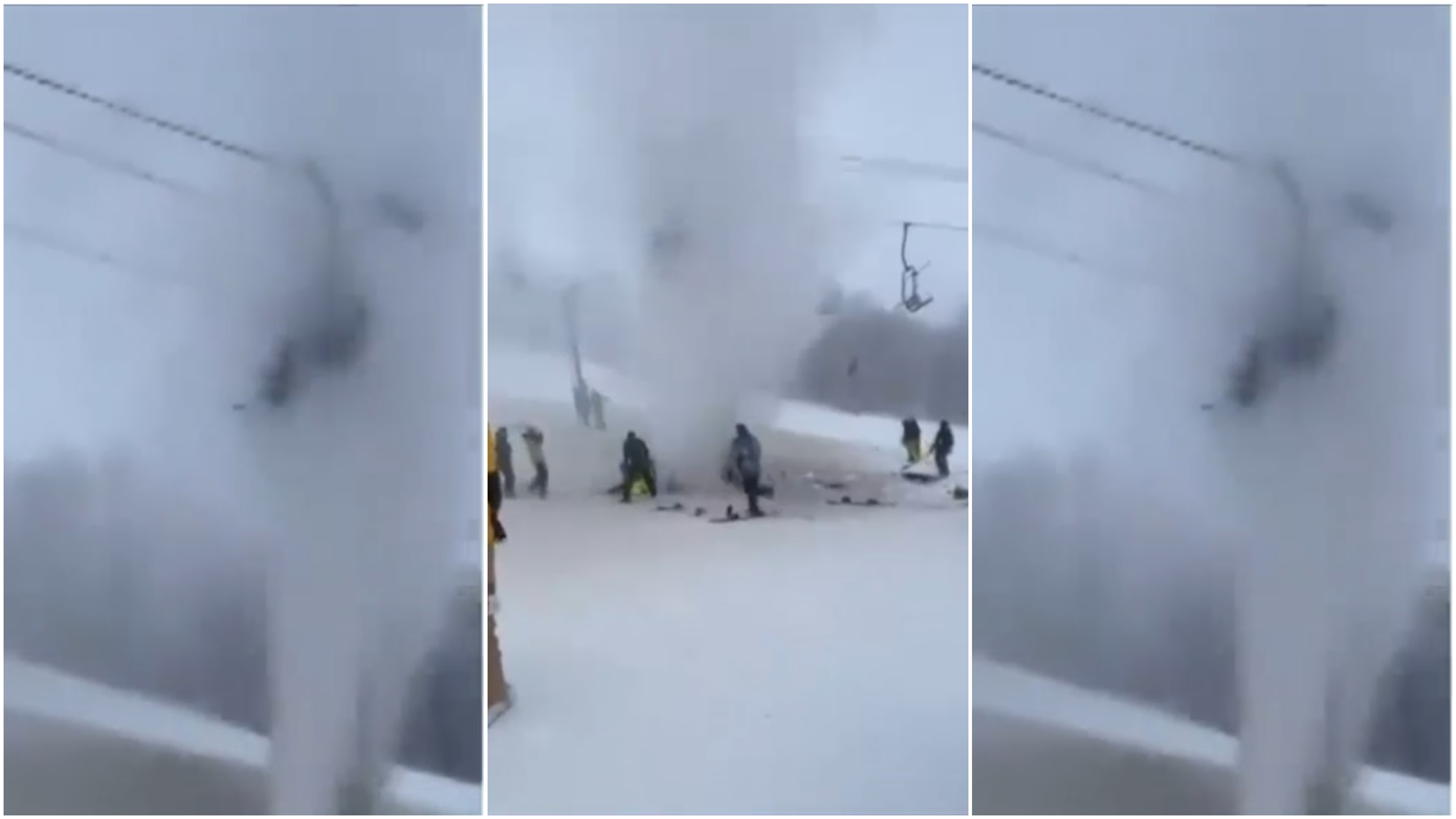 Doi schiori au fost aruncați din telescaun din cauza unui jet de apă care țâșnea de pe pârtie