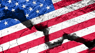 Concept, american flag on cracked background
