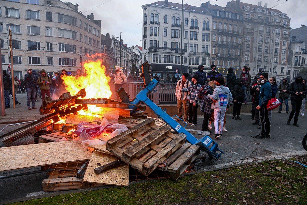 VIDEO// Proteste violente în Belgia, în apropierea instituțiilor europene: Mai multe clădiri, vandalizate de manifestanți 8 Demonstration European Freedom, Brussels, Belgium - 23 Jan 2022
