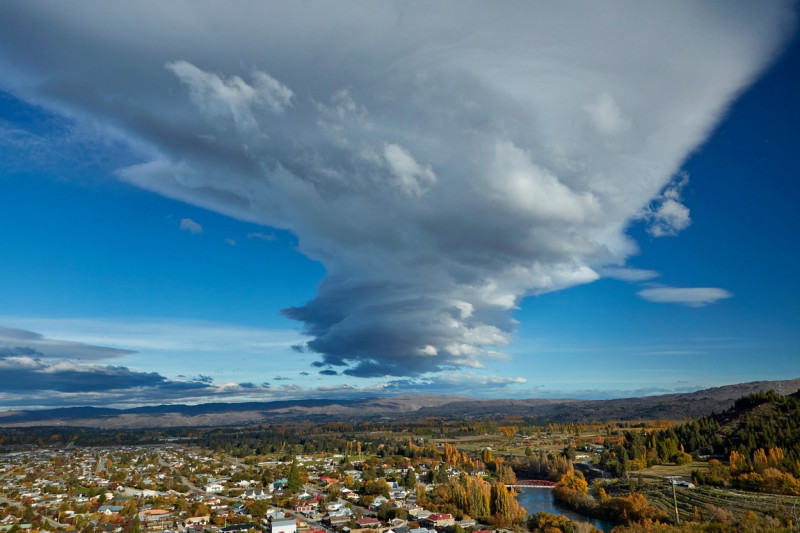 Historic township of Clyde in autumn, Central Otago, South Island, New Zealand