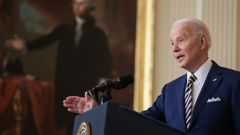Președintele american Joe Biden în conferința de presă care marchează un an de la preluarea mandatului.