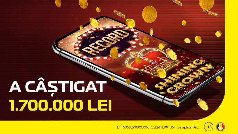 (P) Record la Casa Pariurilor! 1.700.000 lei la slotul Shining Crown
