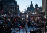 Freedom Convoy Anti-Vaccine Mandate Truckers Arrive In Ottawa