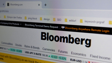 Bloomberg.com website home page on computer screen. Bekasi, July 16 2020